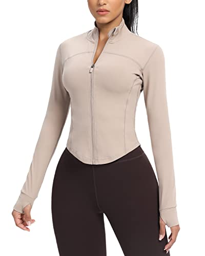 AVGO Women's Cropped Running Workout Jackets Zip Slim Fit Athletic